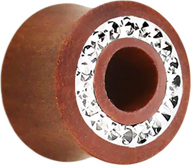 Produktbild Star Piercing Flared Tunnel aus Sawo Holz mit Kristall silber und Epoxy Schutzschicht (ohne Messing, Organisch)