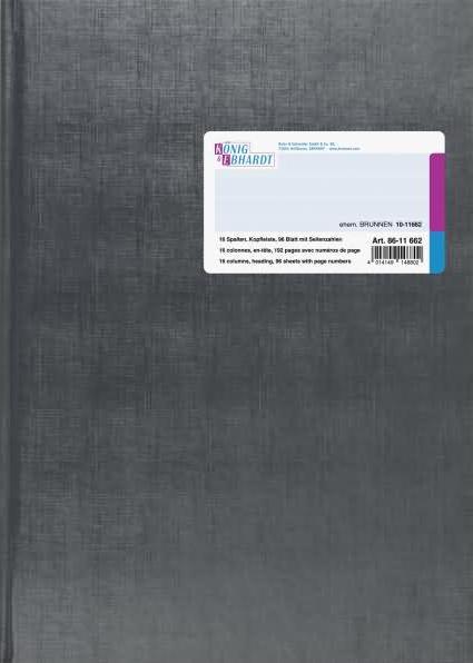 Produktbild König & Ebhardt K™NIG & EBHARDT Spaltenbuch DIN A4, 16 Spalten, 96 Blatt (96 x)