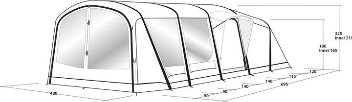 Produktbild Outwell Sundale 7PA (Tunnelzelt, 34.40 kg, 6 Personen)