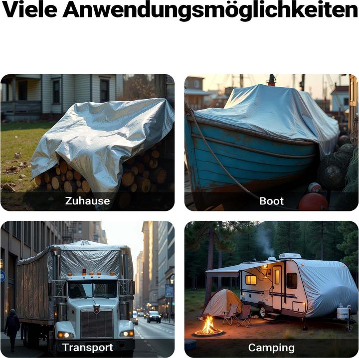 Produktbild Wiltec wetterfeste Abdeckplane grün grau 3x2m PE Plane 120g/m² Gartenplane