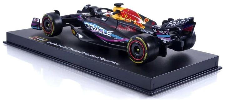 Actual product image Bburago Diecast 1:43 Formula Racing in Acrylic Box Red Bull RB19 Miami GP #Max Verstappen Ages 14+