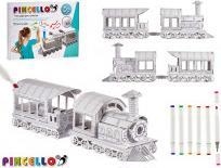 Image du produit Pincello papier à colorier train avec 6 marqueurs