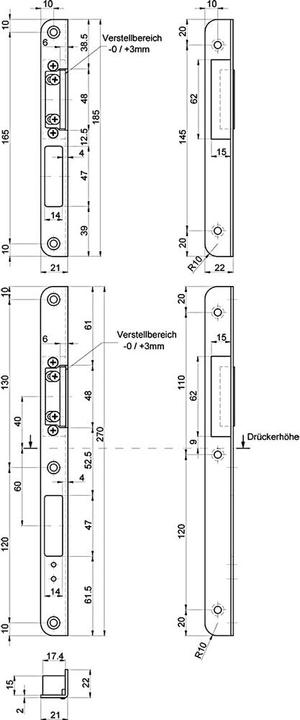 Actual product image MSL Angle strike plates VariFlex BV-24421 (Door handle)