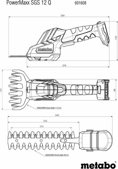 Produktbild Metabo PowerMaxx SGS 12 Q Kit (Akkuheckenschere)