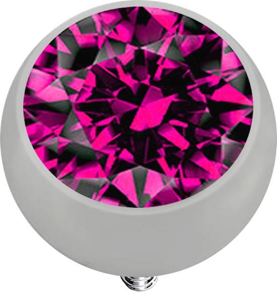 Star Piercing Dermal Anchor Kugel silber mit Kristall fuchsia (ohne Messing, Titan G23)