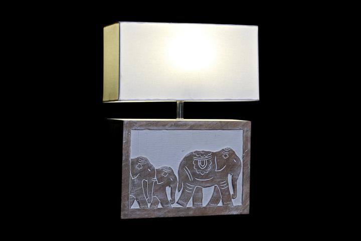 Actual product image DKD Home Decor Desk lamp White Brown Mango wood 50 W 220 V 33 x 12 x 41 cm