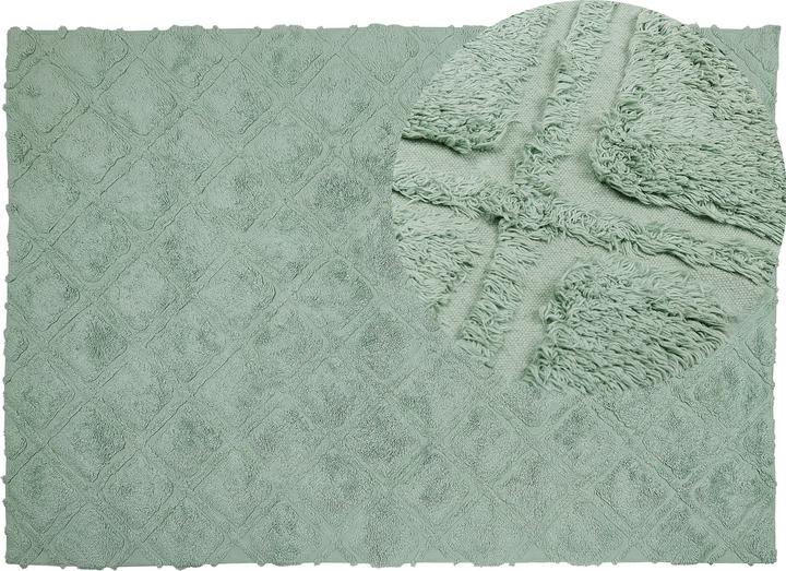 Beliani Carpet cotton light green 160 x 230 cm geometric pattern short pile HATAY (160 x 230 cm)