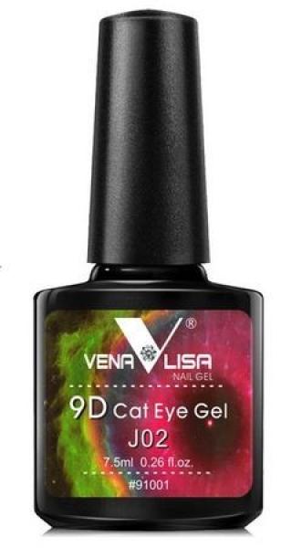 Actual product image Venalisa 9D Cat Eye gel varnish J02 UV/LED (Green Purple Glitter, UV gel varnish)