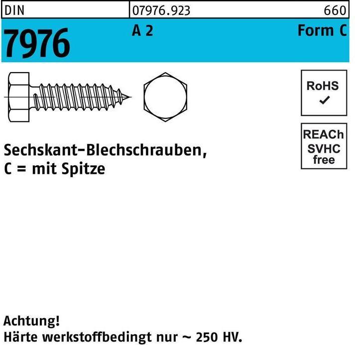 Immagine prodotto Vite autofilettante DIN 7976 con esagono/punta C 4,8 x 16 A 2 (1000 Viti per pezzo)