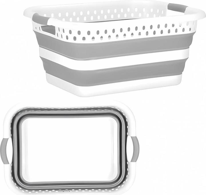Produktbild König Design Wäschekorb Faltbar Wäschesammler Wäschebox Wäschetonne Aufbewahrungskorb Grau (36 l)