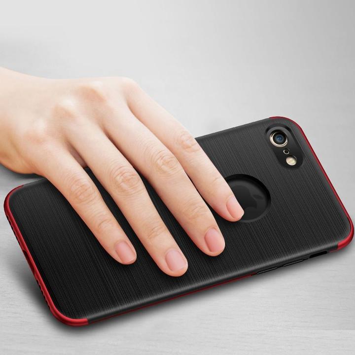 Produktbild König Design Handyhülle Apple iPhone 6 / 6s Full Cover Carbon Case Schutz Bumper Rahmen Rot (Apple iPhone 6)