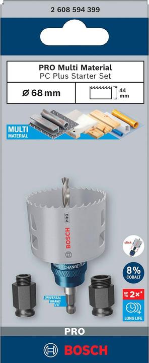 Produktbild Bosch Professional Zubehör PRO Multi Material PC Plus Lochsäge, 68 mm, Starter-Set (68 Millimeter)