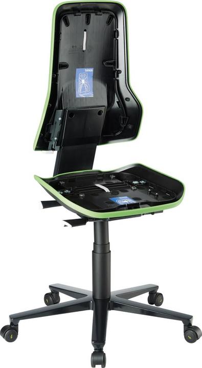Produktbild Bimos Arbeitsstuhl ESD Neon 2, grün Sitzhöhe 450-620 mm mit Rollen, ohne Polster