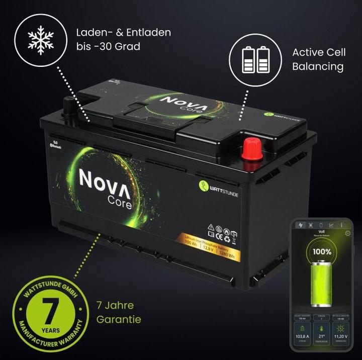 Actual product image Wattstunde Batterie NOVA Core 100 Ah LiFePO4 (12.80 V, 100 Ah)