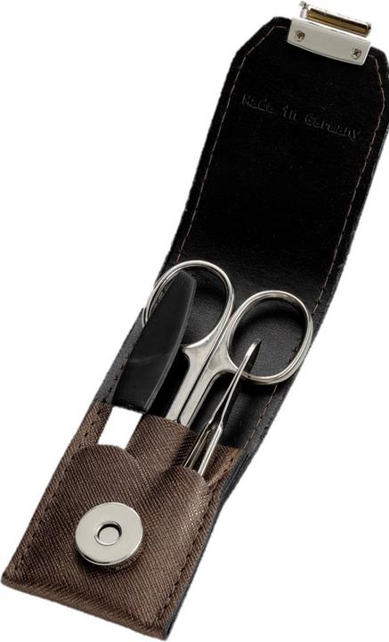 Image du produit Herba Set de manucure 3 pièces nickelé dans un étui de rangement, brun