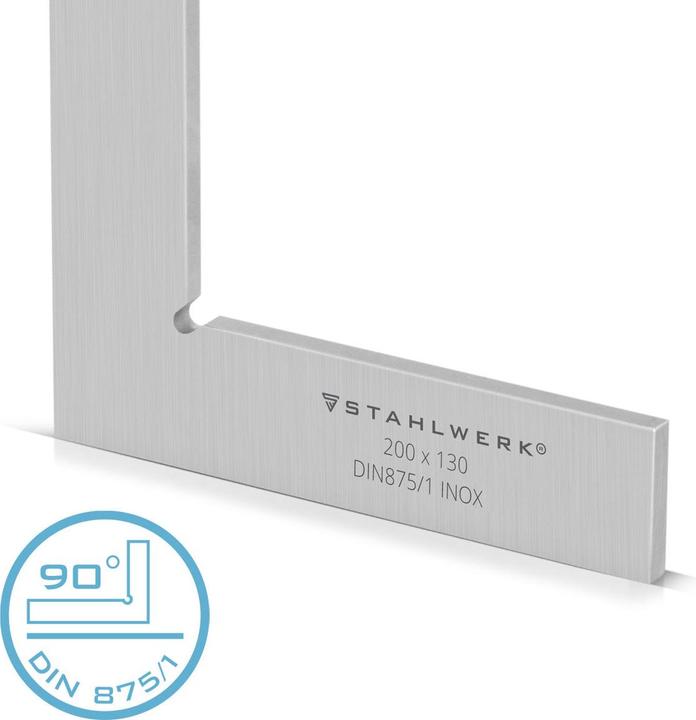 Produktbild Stahlwerk Flachwinkel 90° 200 x 130 mm DIN 875/1 aus rostfreiem Edelstahl