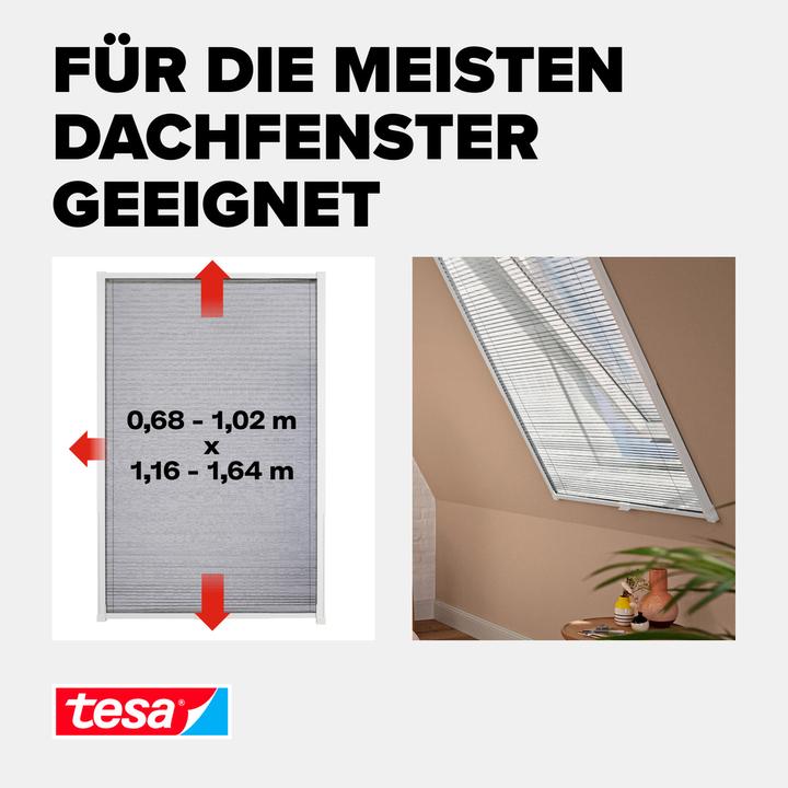 Actual product image tesa Aluminium pleated insect screen for roof windows, roller blind, telescopic, easy installation (164 x 102 cm)