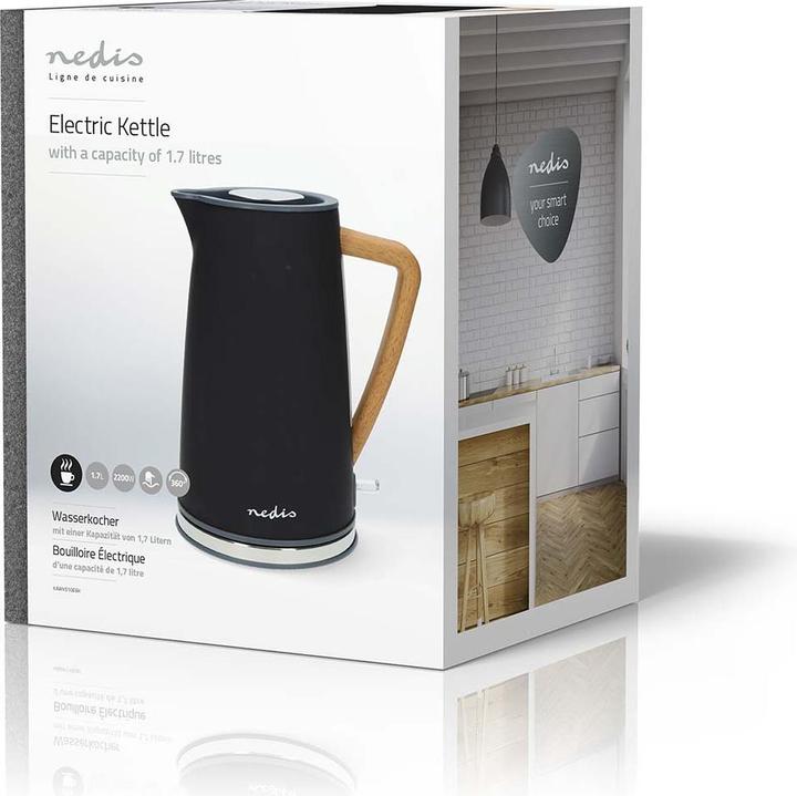 Actual product image Nedis Kettle | 1.7 l | Soft-Touch | Black | Rotates 360 degrees | Concealed heating element | S (1.70 l)