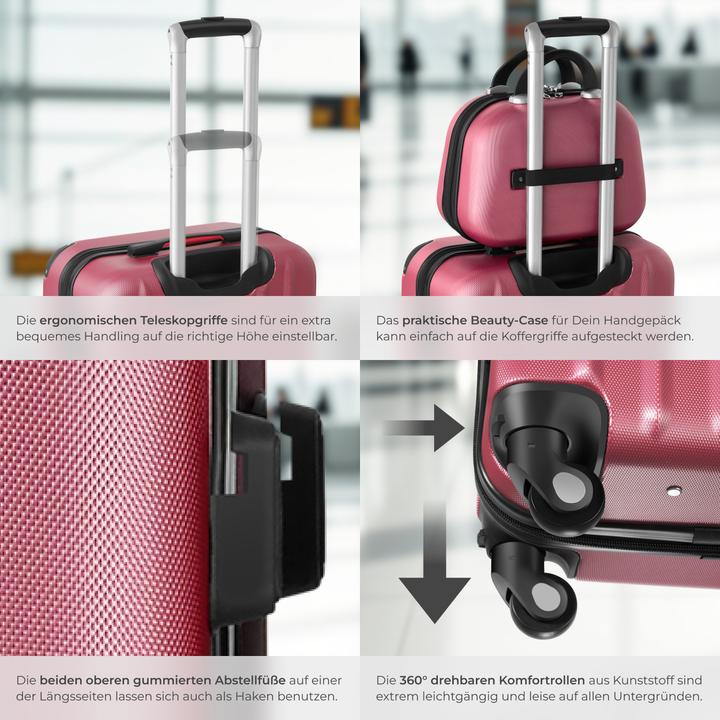 Actual product image tectake Suitcase Set Travel Suitcases Suitcases Travel Set Trolley Set Luggage Set Hardcase Trolley (90 l, Hand luggage (up to 50 litres), M (50 - 90l), L (90 - 115l))