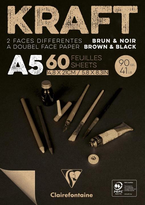 Image du produit Clairefontaine Bloc de papier kraft A5 (90 g/m², 1 x)