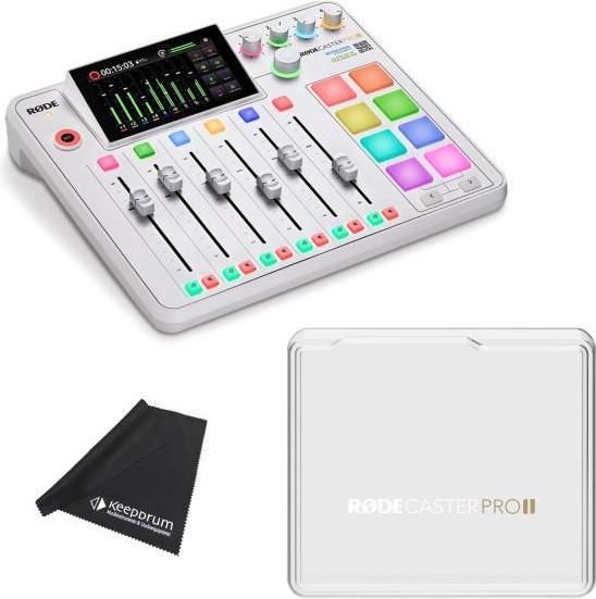Actual product image RØDE Rodecaster Pro II White with RodeCover 2 and cloth