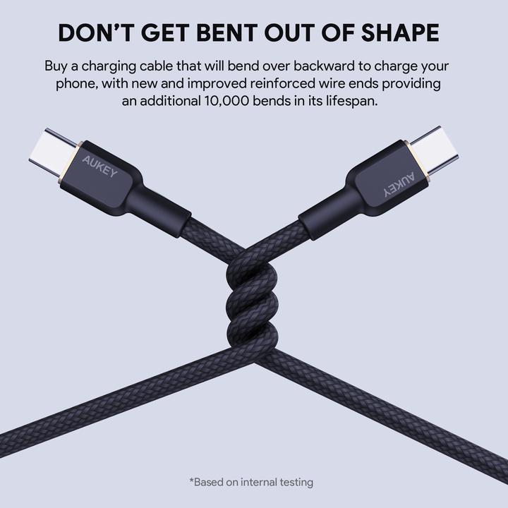 Productafbeelding Aukey USB-C - USB-C kabel, PD 60W, 1,8 m (1.80 m, USB 3.2 Gen 1, 60 W)