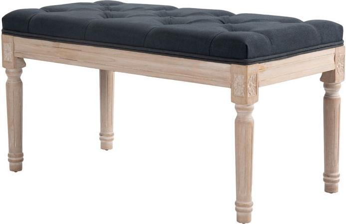 Actual product image Swisshandel24 Upholstered bench Vintage bed bench, hallway bench with buttons, linen look, max. load 120 kg, 80x4 (80 cm)