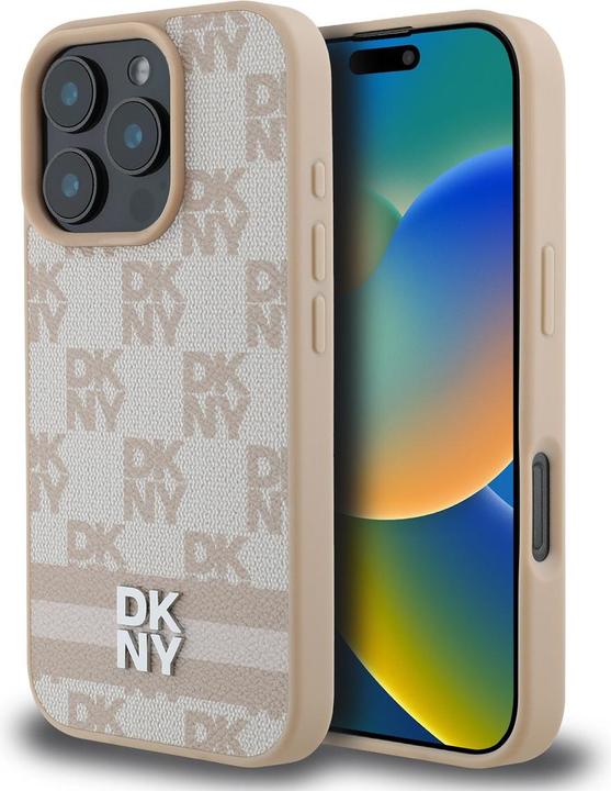 Immagine prodotto DKNY DKHCP16LPCPTSSP Custodia rigida per iPhone 16 Pro 6,3" różowy/rosa con motivo a scacchi e strisce (Apple iPhone 16 Pro)