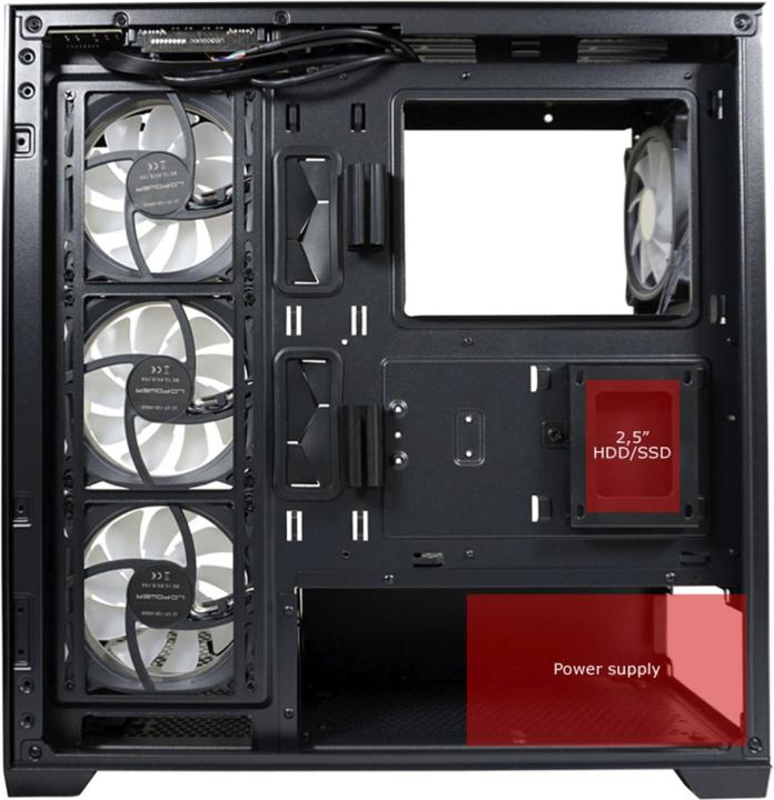Image du produit LC-Power Boîtier MidiTower 715B black USB3.2/Audio,sans alimentation,SEAMLESS X (mATX, Mini-ITX, ATX)