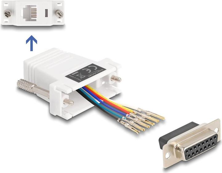 Immagine prodotto Delock 67088 - Kit di montaggio da D-Sub 15 pin femmina a RJ12 femmina bianco