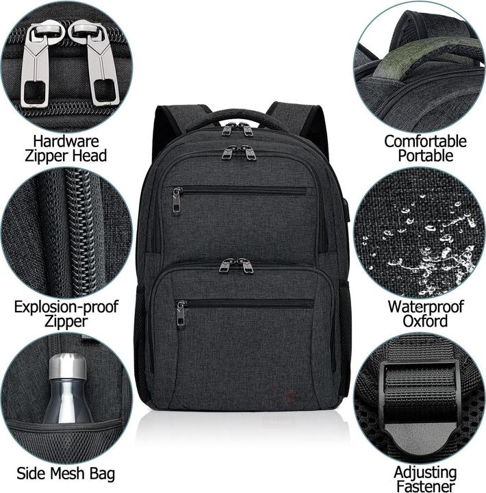 Image du produit Only-Bags.Store Sac à dos, sac à dos scolaire étanche travail ordinateur portable avec port de charge USB, sac à (32 l)