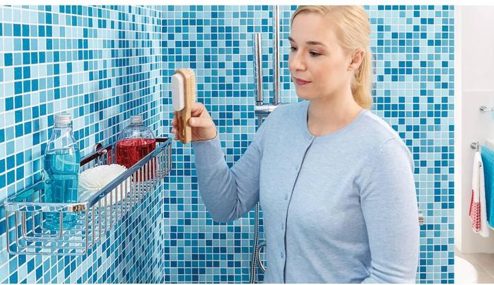 Actual product image tesa ALUXX shower basket incl. adhesive solution without drilling (9.5 x 13.5 x 46.5 cm)