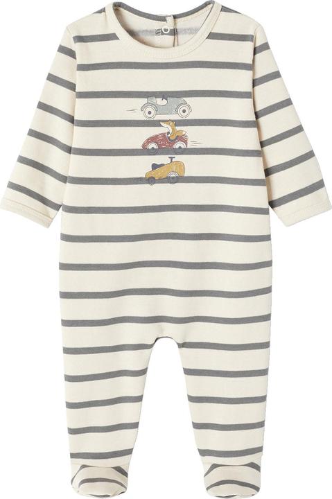 Vertbaudet Jungen Baby Strampler mit Streifen und Autos Oeko-Tex