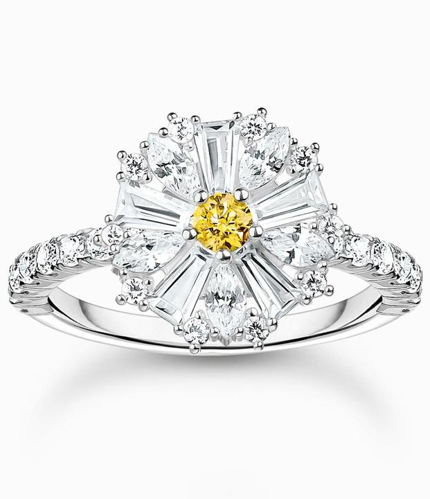 Produktbild Thomas Sabo Cocktailring Blume Lovely Daisy mit Steinen Silber (54, 925 Silber)