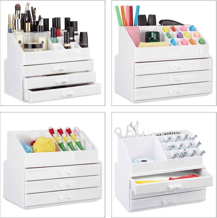 Image du produit Relaxdays Organiseur de maquillage 3 tiroirs