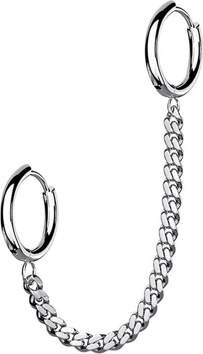 Actual product image Hollywood Body Jewelry Earring silver chain with earring (without brass, Surgical steel 316L)