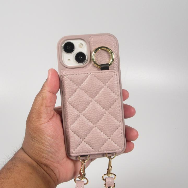 Image du produit PhoneLook Coque Cuir matelassé avec miroir et compartiment carte inclus grande lanière amovible (Apple iPhone 15)