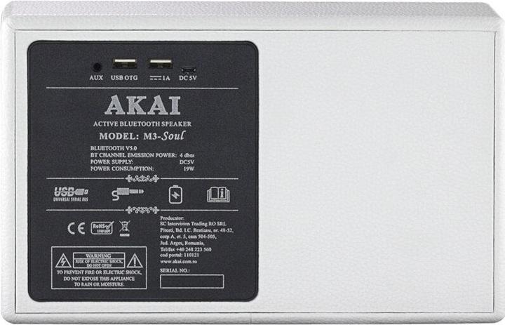 Produktbild INNE Akai M3 Soul Weisser Tragbarer Bluetooth-Lautsprecher Im Retro-Stil (15 h, Akkubetrieb)