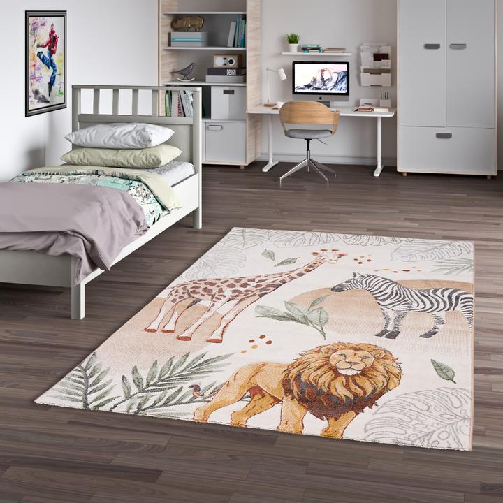 Actual product image Pergamon Kinder Teppich Maui Kids Giraffe Zebra Löwe (200 x 290 cm)