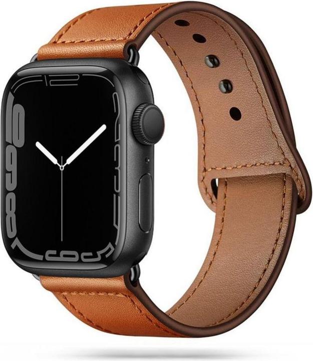 Produktbild Tech Apple 4/5/6/7/8/SE Smart Watch Lederarmband, Braun, 38/40/41 mm (38 mm, 40 mm, 41 mm, Echtes Leder)