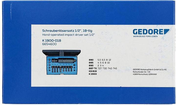 Immagine prodotto Gedore Set di allentatori per viti 1/2. 18 pezzi.