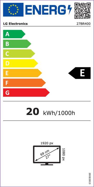 Energy Label LG 27BR400-B LED Monitor 27' 1920x1080 (1920 x 1080 pixels, 27")