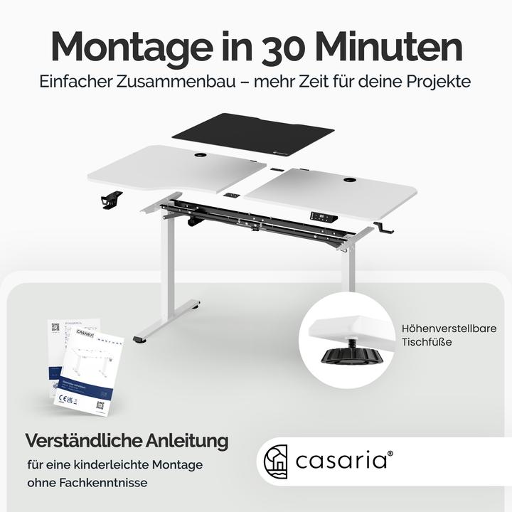 Image du produit Casaria Bureau réglable en hauteur + tapis de souris (160 x 75 x 118 cm)