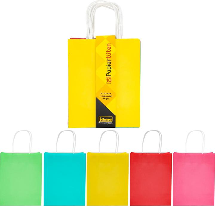 Image du produit Idena Sacs en papier 10 pièces 26x31cm 5 couleurs FSC-Mix (Pochette cadeau, 10 x)