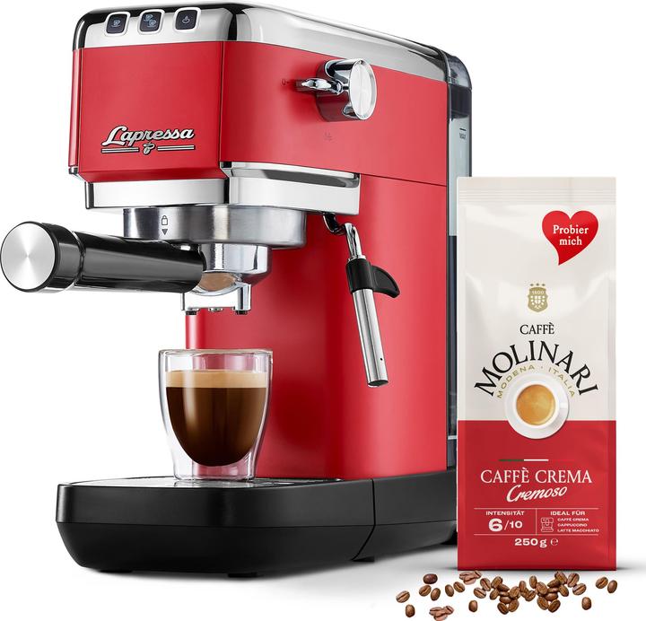 Produktbild Tchibo Siebträger Espressomaschine „Lapressa“ Rot Kaffeeprobierpack GRATIS