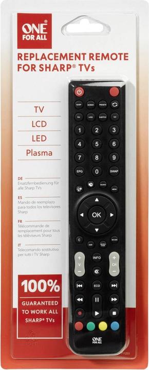 Actual product image One for All Sharp TV replacement remote control (Universal remote control, Infrared)