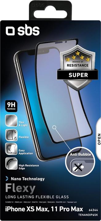 Immagine prodotto SBS Protettore di schermo completo in vetro flessibile per iPhone 11 Pro Max/XS Max (1 Pezzo/i, Apple iPhone 11 Pro Max)