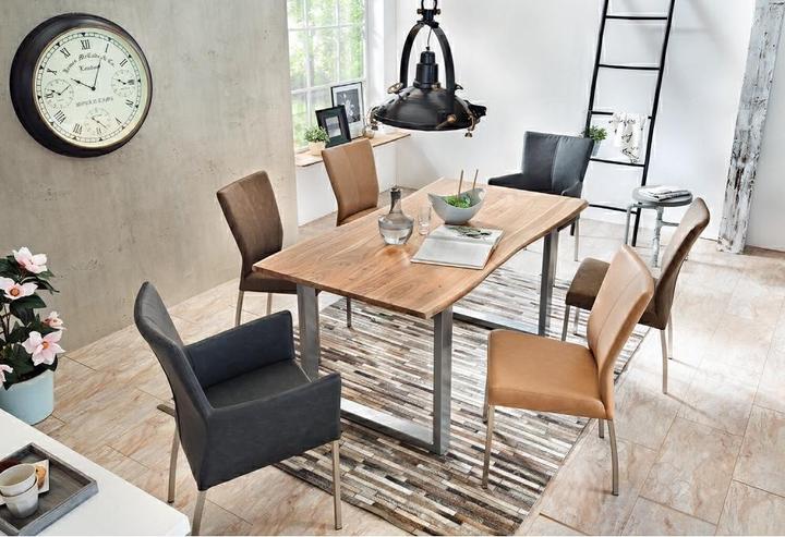 Immagine prodotto SIT Möbel Tavolo in legno massiccio Ux3.6 Acacia naturale-argento antico (160 x 76 x 85 cm)