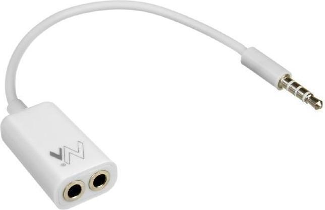 Actual product image Maclean Adaptateur 2xJack 3,5 (Micro+casque) vers 1xJack 3,5 (Blanc) (0.18 m)