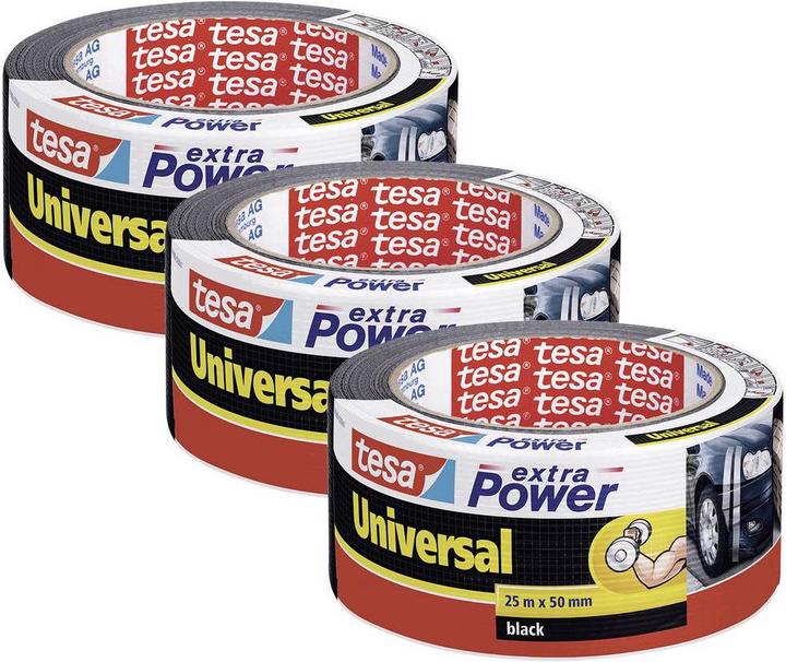 Image du produit tesa 3x EXTRA POWER UNIVERSAL bande tissée, ductape renforcée, pack de trois (50 mm)